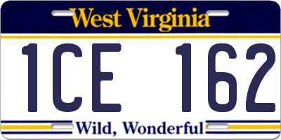 WV license plate 1CE162