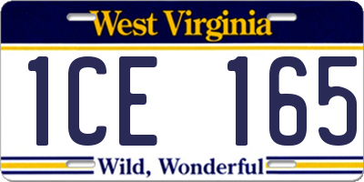 WV license plate 1CE165