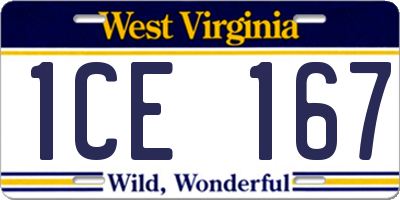 WV license plate 1CE167