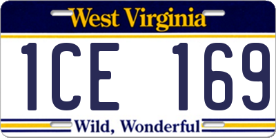 WV license plate 1CE169