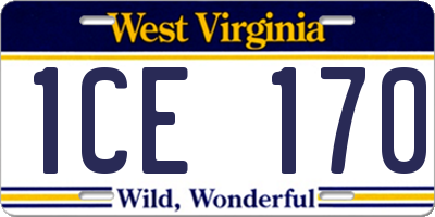 WV license plate 1CE170
