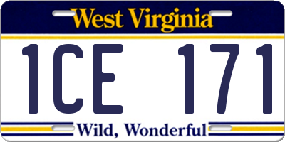 WV license plate 1CE171