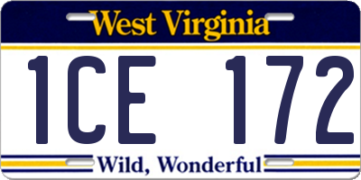 WV license plate 1CE172