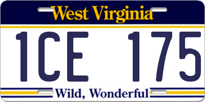 WV license plate 1CE175
