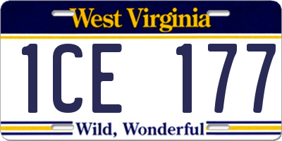 WV license plate 1CE177