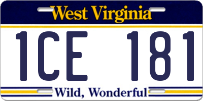 WV license plate 1CE181