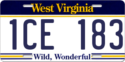 WV license plate 1CE183