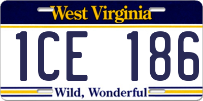 WV license plate 1CE186