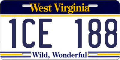 WV license plate 1CE188