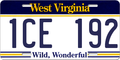 WV license plate 1CE192