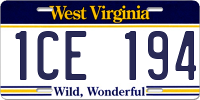 WV license plate 1CE194