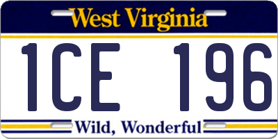 WV license plate 1CE196