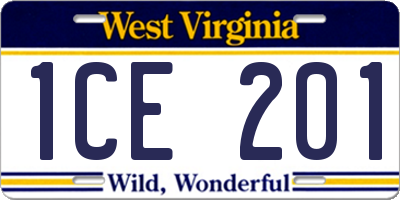 WV license plate 1CE201