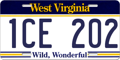 WV license plate 1CE202
