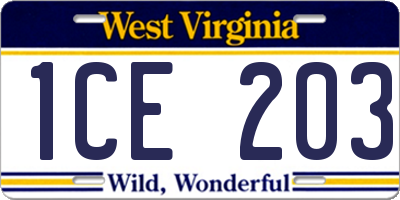 WV license plate 1CE203