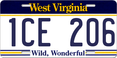 WV license plate 1CE206