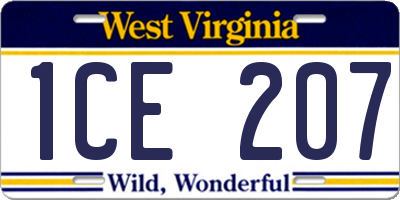 WV license plate 1CE207