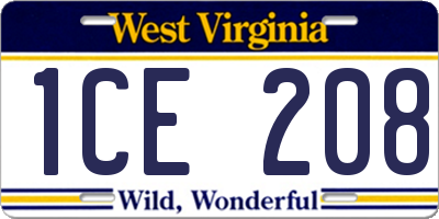 WV license plate 1CE208