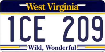 WV license plate 1CE209