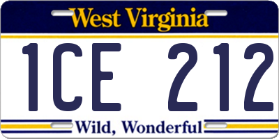 WV license plate 1CE212