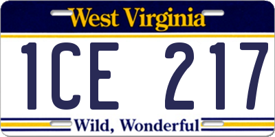 WV license plate 1CE217