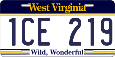 WV license plate 1CE219