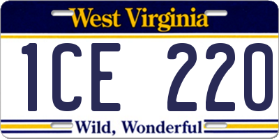 WV license plate 1CE220