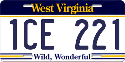 WV license plate 1CE221