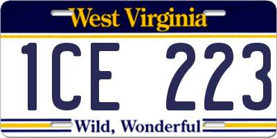 WV license plate 1CE223