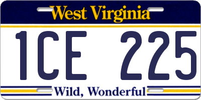 WV license plate 1CE225