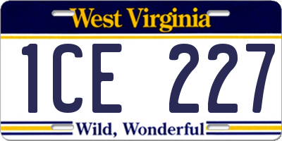 WV license plate 1CE227