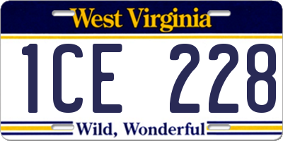 WV license plate 1CE228