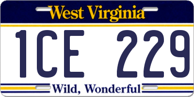 WV license plate 1CE229