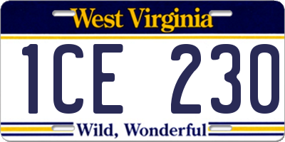 WV license plate 1CE230