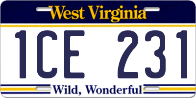 WV license plate 1CE231