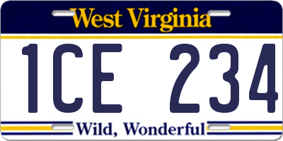 WV license plate 1CE234