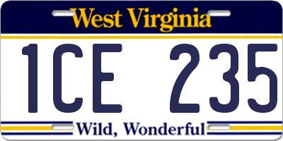 WV license plate 1CE235