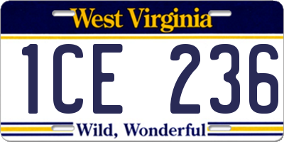 WV license plate 1CE236
