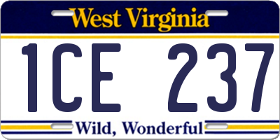 WV license plate 1CE237