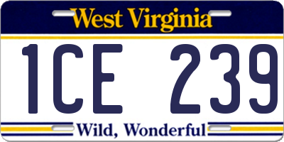 WV license plate 1CE239