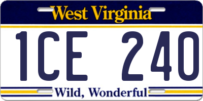 WV license plate 1CE240