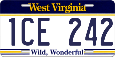 WV license plate 1CE242