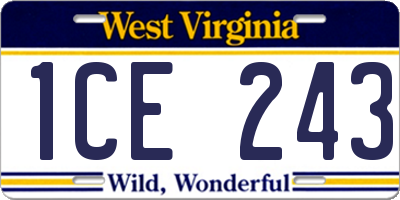 WV license plate 1CE243