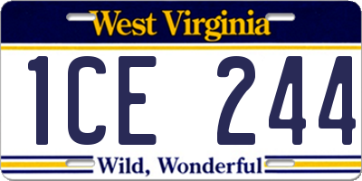 WV license plate 1CE244