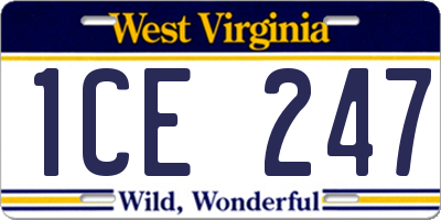 WV license plate 1CE247