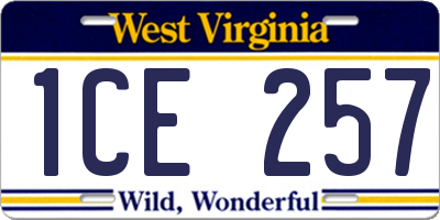 WV license plate 1CE257