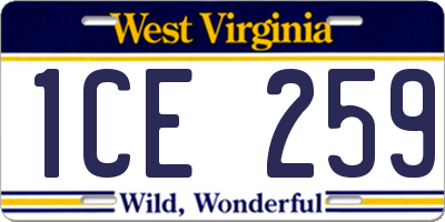 WV license plate 1CE259