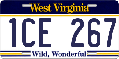 WV license plate 1CE267