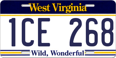 WV license plate 1CE268