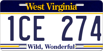 WV license plate 1CE274